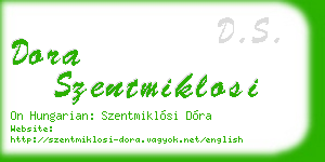 dora szentmiklosi business card