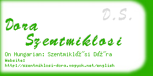 dora szentmiklosi business card